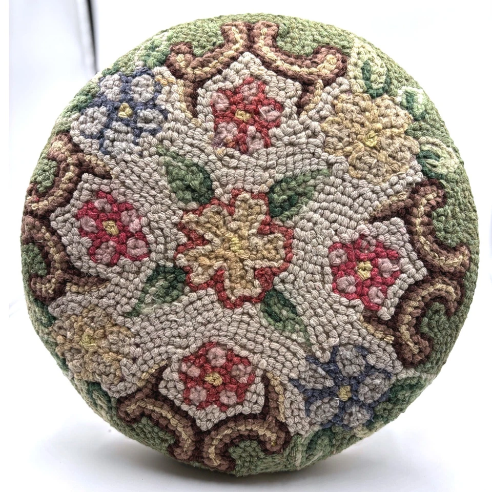 Tapete vintage com gancho escabelo otomano floral bordado madeira pernas acento - Imagem 4 de 4