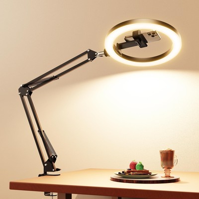 Upgrade Ring Light Overhead Camera Phone Mount for Desk, 10  Selfie Light wit...