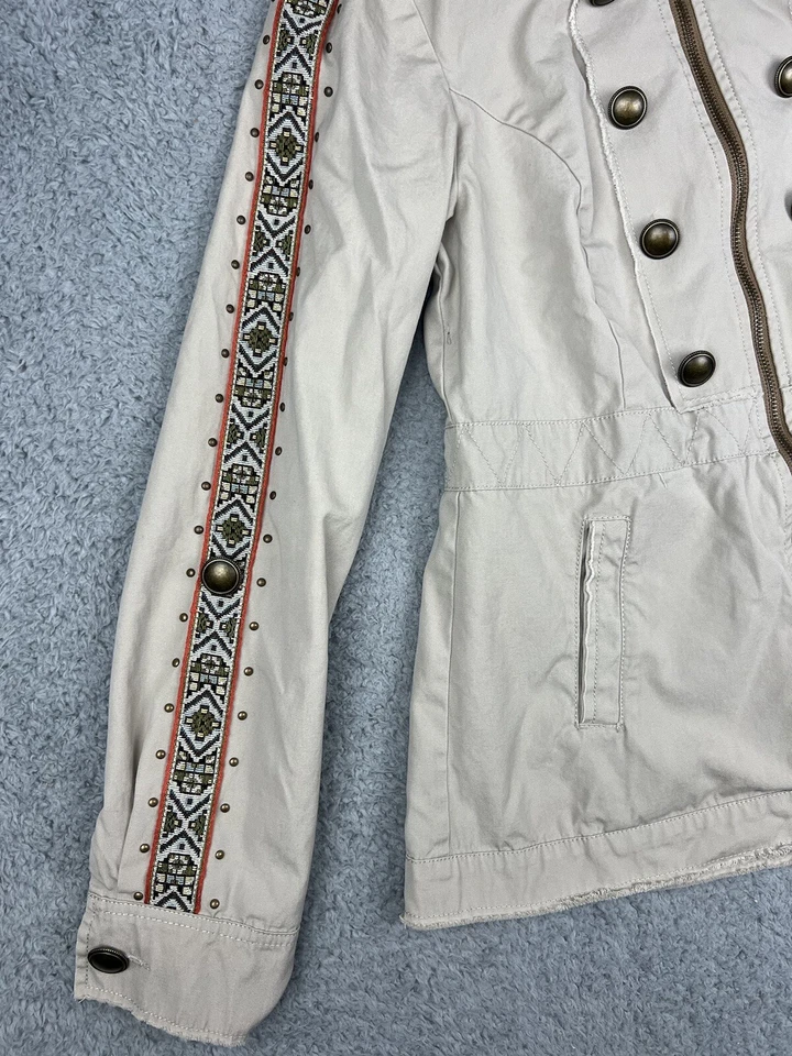 BKE Ropa Exterior Chaqueta Mujer Mediana Adornada Tribal Motociclista Ropa de Calle Boho Cremallera Foto 3 de 4