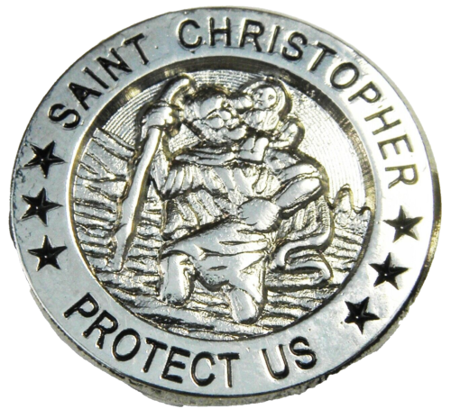 St Christopher Pin Badge Catholic Brooch Patron Saint of Travel Travelers - Photo 2 sur 5