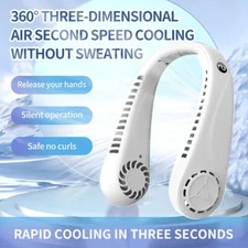 5-Speed Portable Neck Fan USB Rechargeable Bladeless,Little Hanging Air Cooler