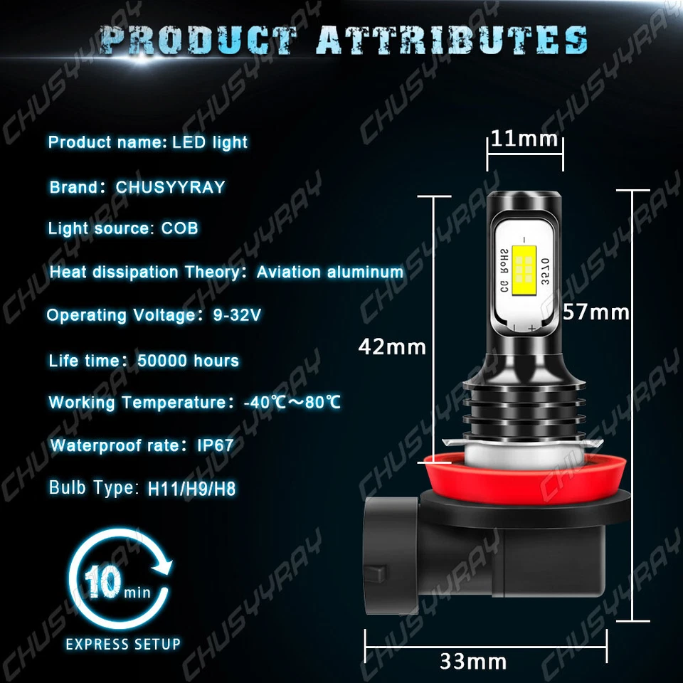 Kit combinado de faros antiniebla de haz alto/bajo LED para Nissan Rogue 2014-2020 Foto 3 de 4