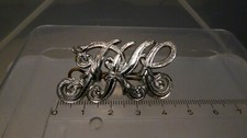 alte Jubil&auml;um Dekoration PKC Monogramm Schriftzug Metall versilbert 6,84 g