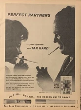 1963 Tar Gard Permanent Cigarette Filtration PRINT AD Perfect Partners VTG 1960s