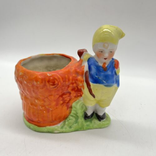 yellow orange kitch hatted gnome vintage planter japan #436 - Picture 1 of 8