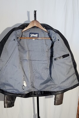 Schott NYC Men's Waxy Cowhide Leather Motorcycle Jacket Black RN