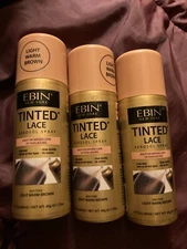 EBIN NEW YORK Tinted Lace Spray – Light Warm Brown 2.7 Oz ea Lot of 3