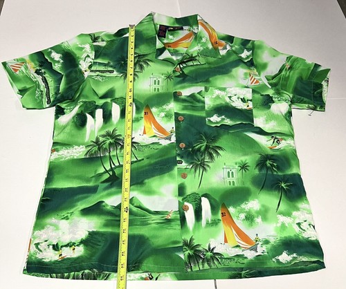 Roundy Bay-Mens Hawaiian Shirt, Large, 100% Polyester Button Down Casual Green - Picture 7 of 7