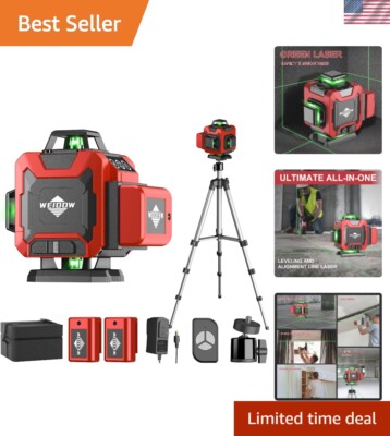 High Visibility 4D Laser Level with Tripod and Rechargeable Batteries Included