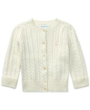Ralph Lauren Girl's Warm White Cable Knit Cardigan 6 pno0621