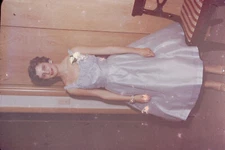 1950s ? Home Interior Girl In Beautiful Dress ANSCOCHROME Slide S-F