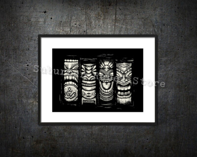 BOMONSTER Tikis Poster - Aircooled Oldschool Hot Rod Aloha Surf Skate V8 Bus