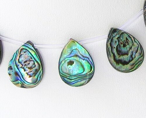 Scenic Abalone Pear Pendant Bead 8" Strand | 20x15x5mm | Purple | 10 Bead(s) - Zdjęcie 6 z 6