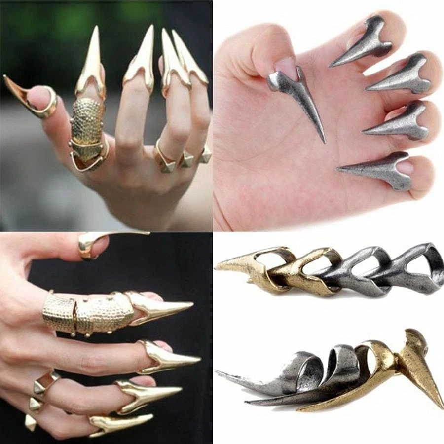 Women Retro Talon Claw Ring Punk Spike Finger Nail Rings Cool Gothic  Jewelry 1Pc