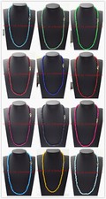 Lots 4mm Natural Multicolor Gems Faceted Round Beads Necklaces Gold Clasp 16-36"