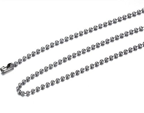 60cm Men's Stainless Steel Long Link Necklace Silver Gold Black Clasp Bead Chain - Picture 9 of 13