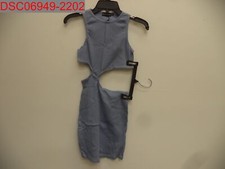 Pretty Little Thing Petite Women Blue Waffle Knit Cut Out Dress 0P 5059960356028