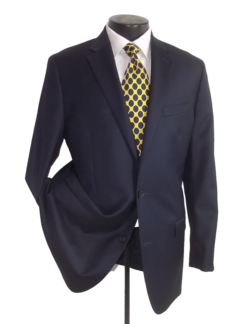 ]] Ralph Lauren Solid Navy Blue 2Button Wool Blaz… - image 2