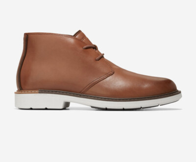 Men Cole Haan The Go-To Lace Chukka Leather Boots Woodberry/Silver