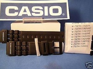 Casio watch band W-727 H. 19mm Black Resin Sport Strap w/Spring Bars | eBay