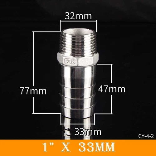 Stainless Male Thread Pipe Fitting x Barb Hose Tail Connector BSP 1/8" to 4" - Bild 56 von 86