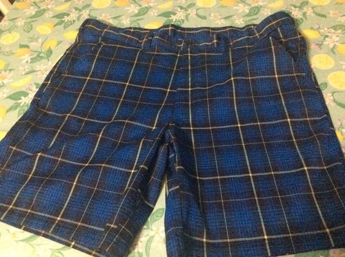 Men’s Golf Series Shorts Size 48 Fila sports Moisture Wicking Black Blue Plaid - 第 2/9 張圖片