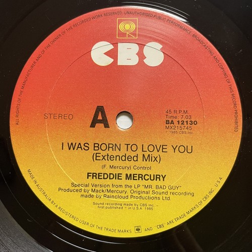 Freddie Mercury I Was Born To Love You Vinyl Record 12” 45RPM Maxi Single CBS 85 - Picture 8 of 24