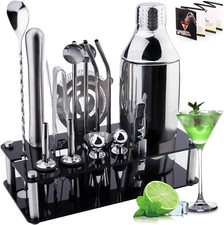 Cocktail Shaker Set, 18 Pezzi Kit Set Cocktail, 750Ml Kit Da Barman in Acciaio I
