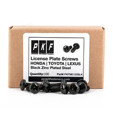 Black License Plate Screws For Honda Toyota Lexus Qty 100