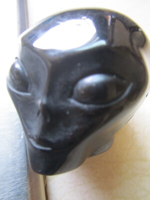 Black Obsidian Alien Head Carving Stone ET Bust Collectable Curio | eBay