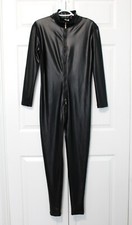 Meise Unisex Faux Leather Unitard, Size EXXL, Zip thru Crotch, Color Black
