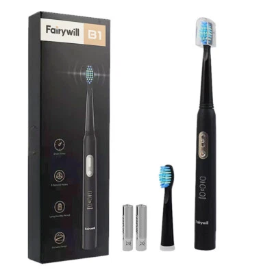 FAIRYWILL - POWERTIME ONLINE Sonic Electric Toothbrush + 2 Brush Heads Battery Powered 3 Modes Fairywill B1