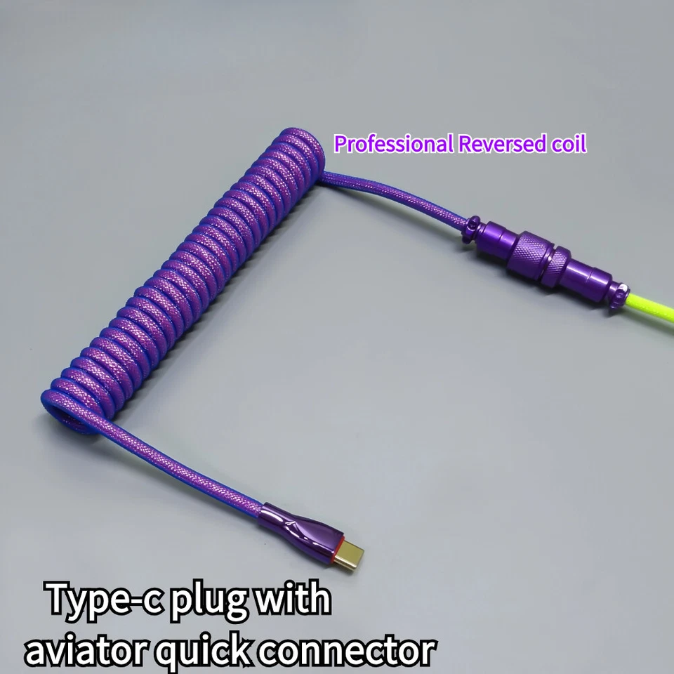 Coiled Cable for Gaming Keyboard Double-Sleeved Wire with Connector Charging New - Image 3 of 4