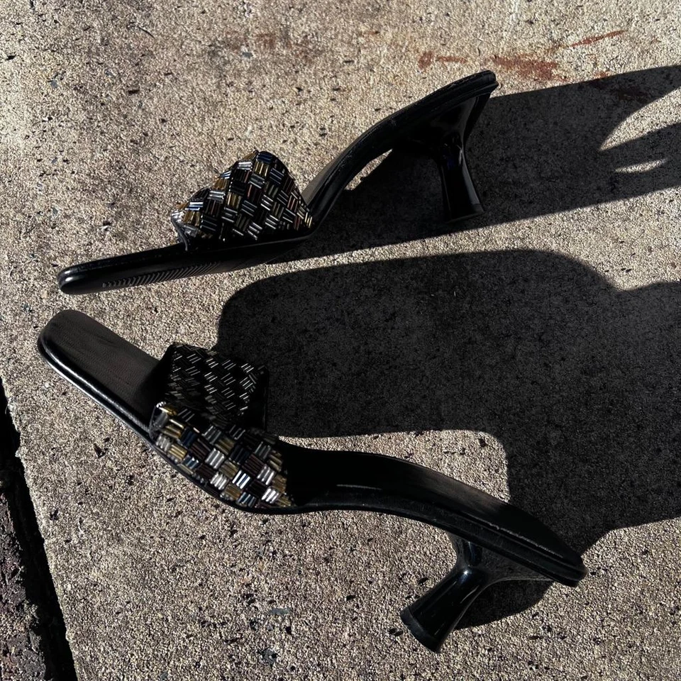 South avenue black peep toe square block heels size 9.5 - Image 3 of 4