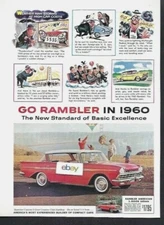 AMERICAN MOTORS RAMBLER 4 DOOR COUNTRY CLUB HARDTOP IN RED FOR 1960 AD