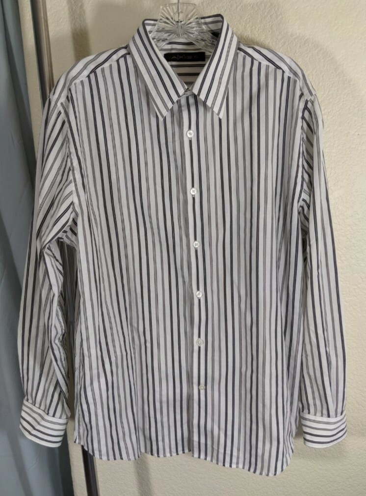 A(x)ist Men's dress shirt, large, white with black/grey stripes | eBay