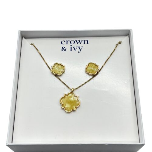 Crown & Ivy Jewelry Set Gold Arabic Lantern Necklace Earrings in Box Gift New - Picture 2 of 12