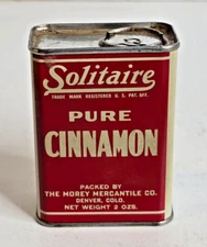 Vtg 1940's Solitaire Cinnamon Spice Tin Morey Mercantile Denver CanCo