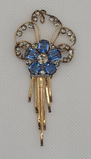 Retro 1940s M&S 12K Gold Filled Pink Paste & Rhinestone Fan Spray Brooch — listing 4