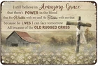 Vintage Tin Metal Signs Home Décor 8x12 All Because Of The Old Rugged Cross God