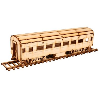 Youngmodeler Wood Model Kit Passenger Train Railway Car DIY Craft Display Set