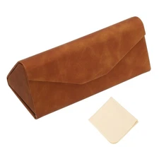 Triangle Magnetic Foldable Glasses Case, Brown