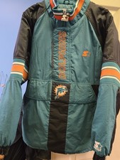 Vintage Starter 90s Miami Dolphins NFL Pullover Jacket 1/2 Zip Puff Size Small