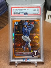 Danyer Cueva 2022 Bowman Chrome Sapphire #BCP173 Orange 1st RC 7/75 PSA 10