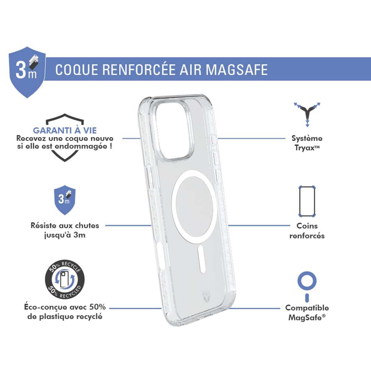 Coque iPhone 16 Pro antichoc Force Case Air transparente accessoire de protection