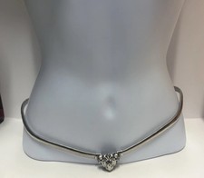 Anne Klein Lion Head Silver Tone Skinny Snake Stretch Belt 26 -28  Slinky Disco