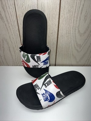 Nike Kid's Kawa SE Black/Multi Slide Sandals Size 2 Youth CT6619-010