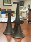 Set of 3 Black Metal Pedestal Pillar Candle Holders, Matte Modern Decor — photo 2