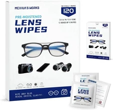 120 Count Lens Cleaning Wipes for Eyeglasses, Pre-Moistened Individually Wrapped