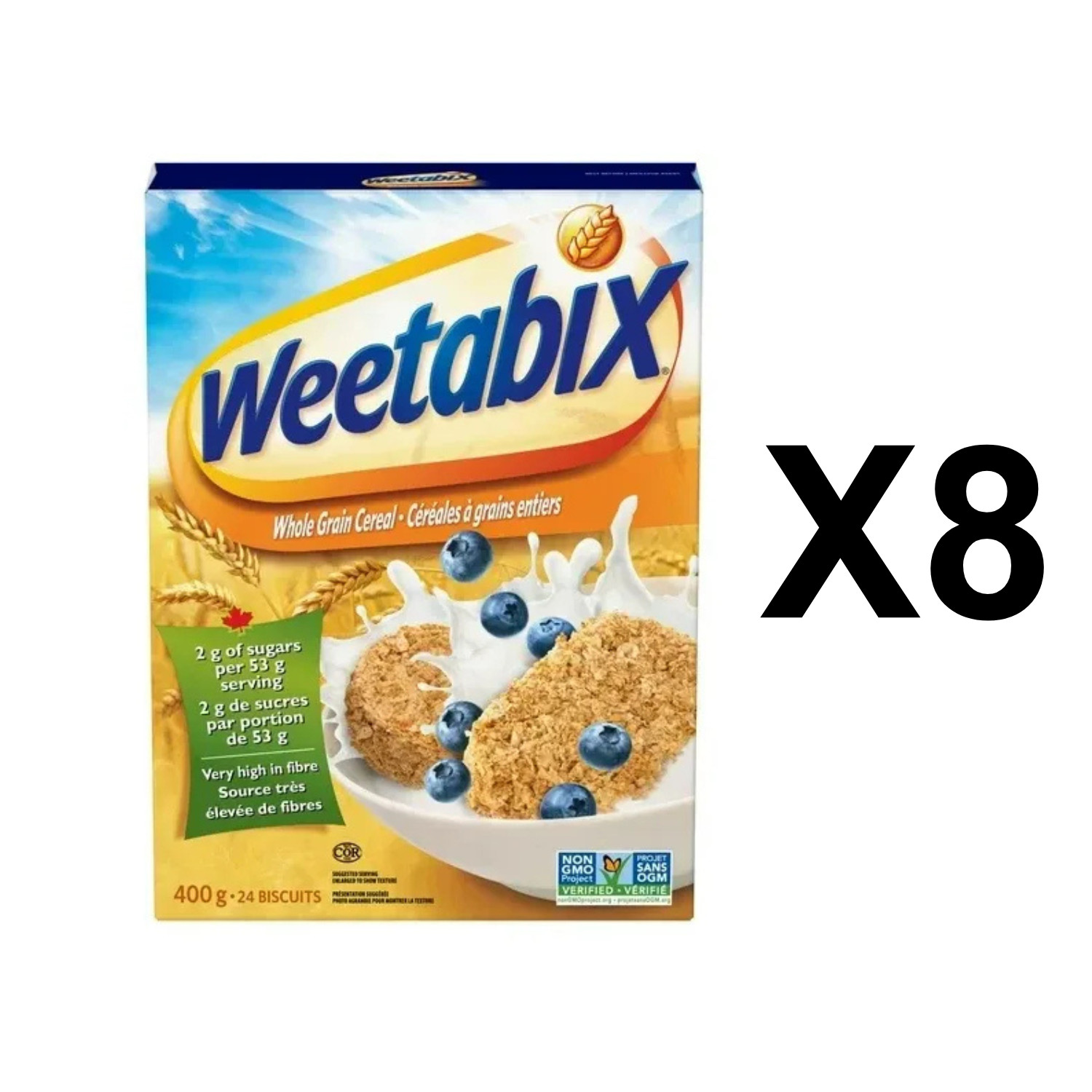 Weetabix Whole Grain Cereal 400g Breakfast Food Healthy Non GMO Fiber (8 Packs)